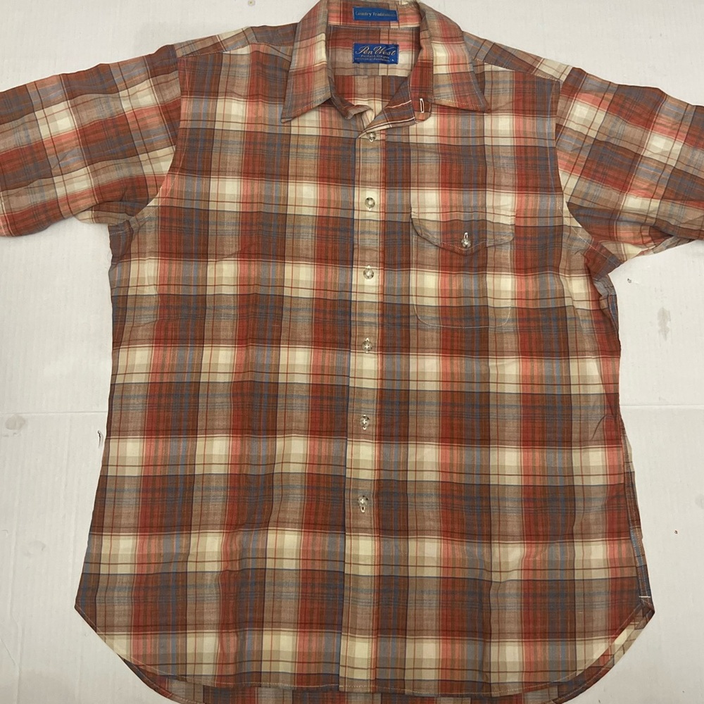 Pendleton vintage Pen West Men's Multicolor Plaid Button Down Shirt